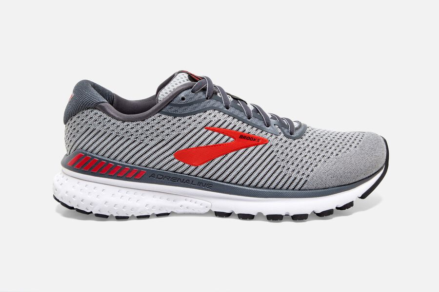 Brooks Men's Adrenaline GTS 20 Road Running Shoes Grey/Red KBYV-95672